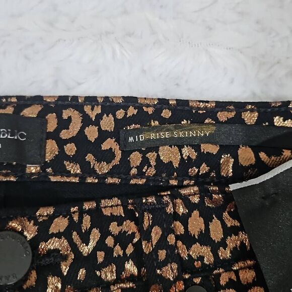 Banana Republic Womens size 29 Mid-Rise Akinny Metallic Leopard Jean Casual - Picture 3 of 11